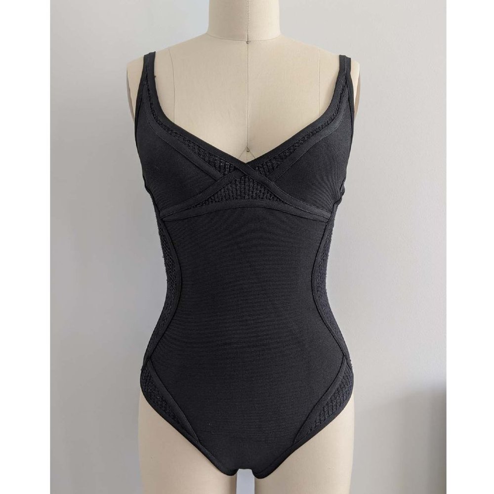 HERVE LEGER Black One Piece Swimsuit Bodysuit